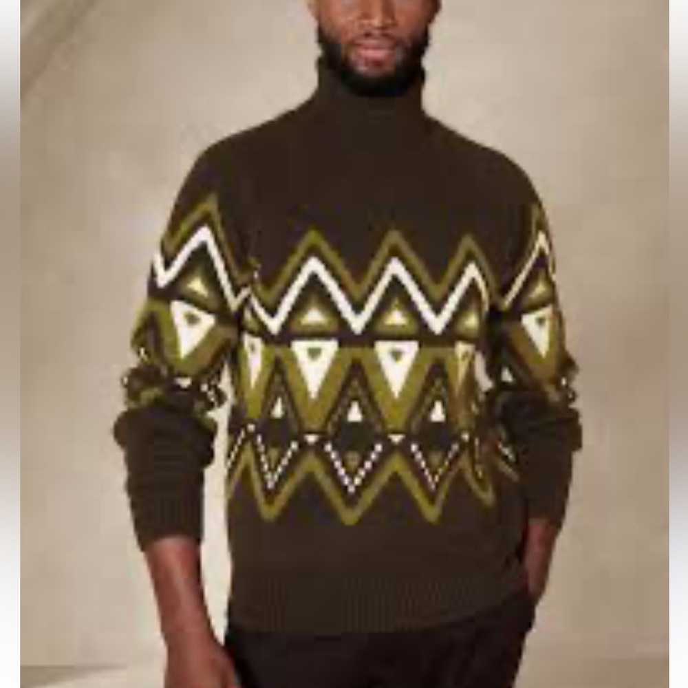Banana Republic Factory Fair Isle Turtleneck Sweater Size Medium